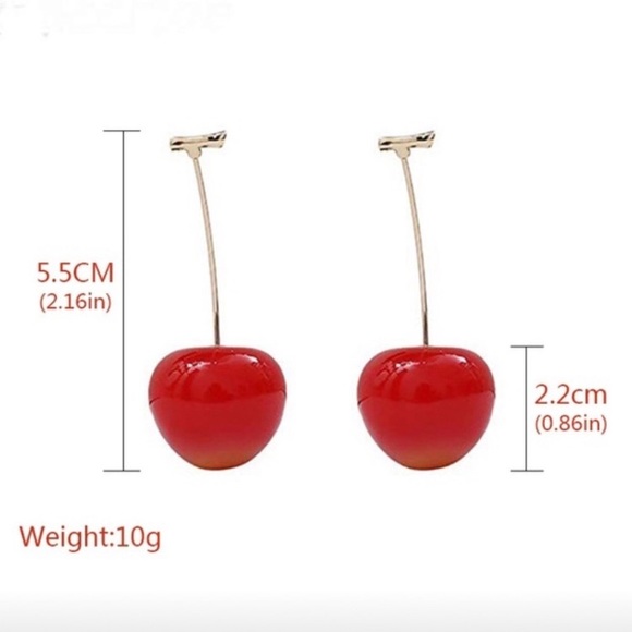 CLEARANCE NEW Red Cherry Drop Earrings - Picture 6 of 8
